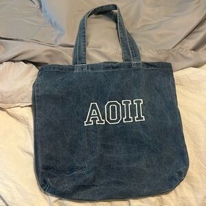 AOII denim tote bag